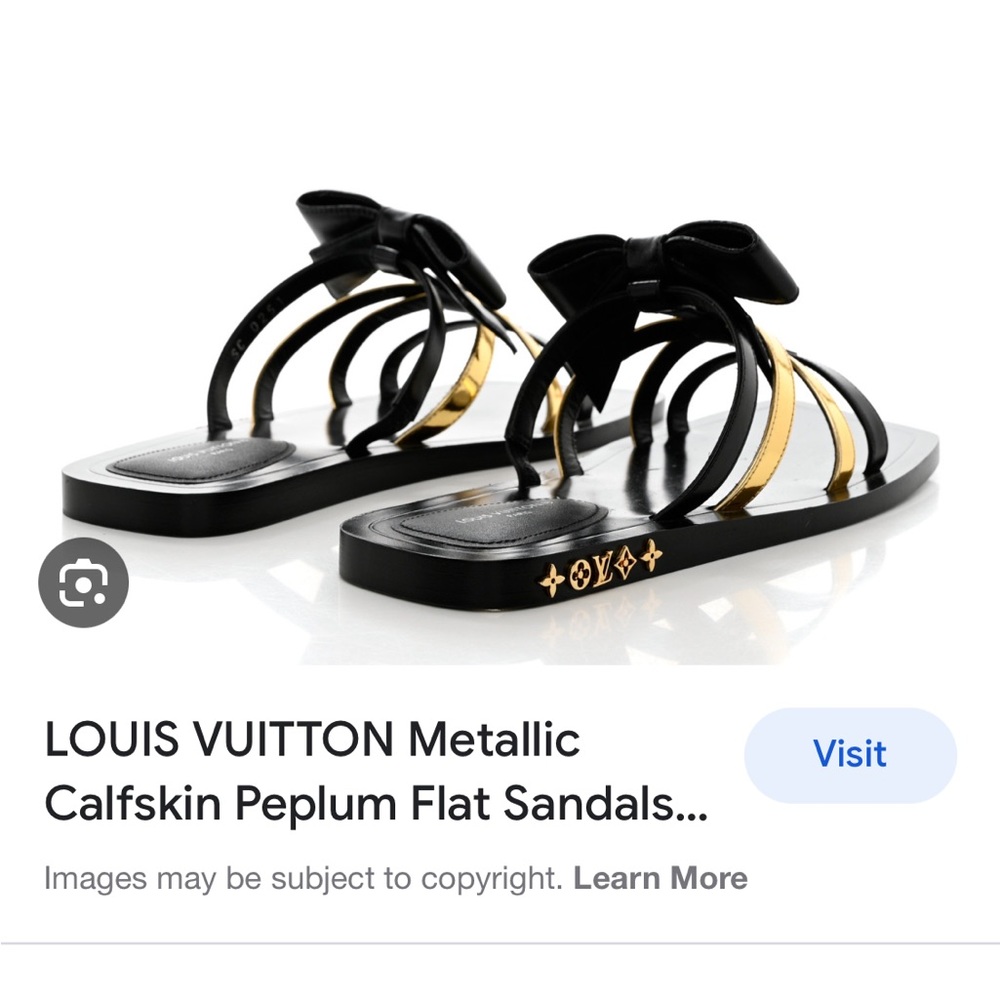 Louis Vuitton authentic flat peplum mule as 38 $1080 black how gold